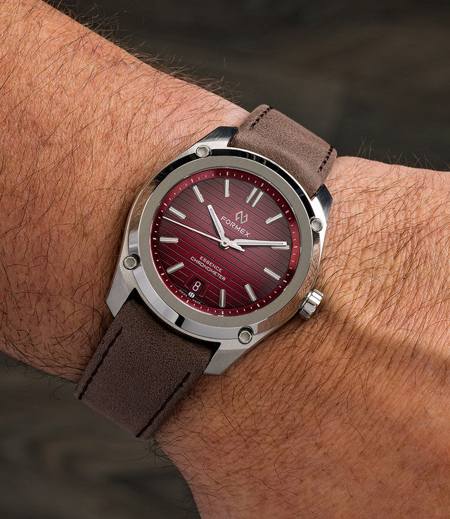 FORMEX 鋒美時 ESSENCE 39mm 自動機械錶 葡萄紅 鋼鏈 台灣總代理公司貨