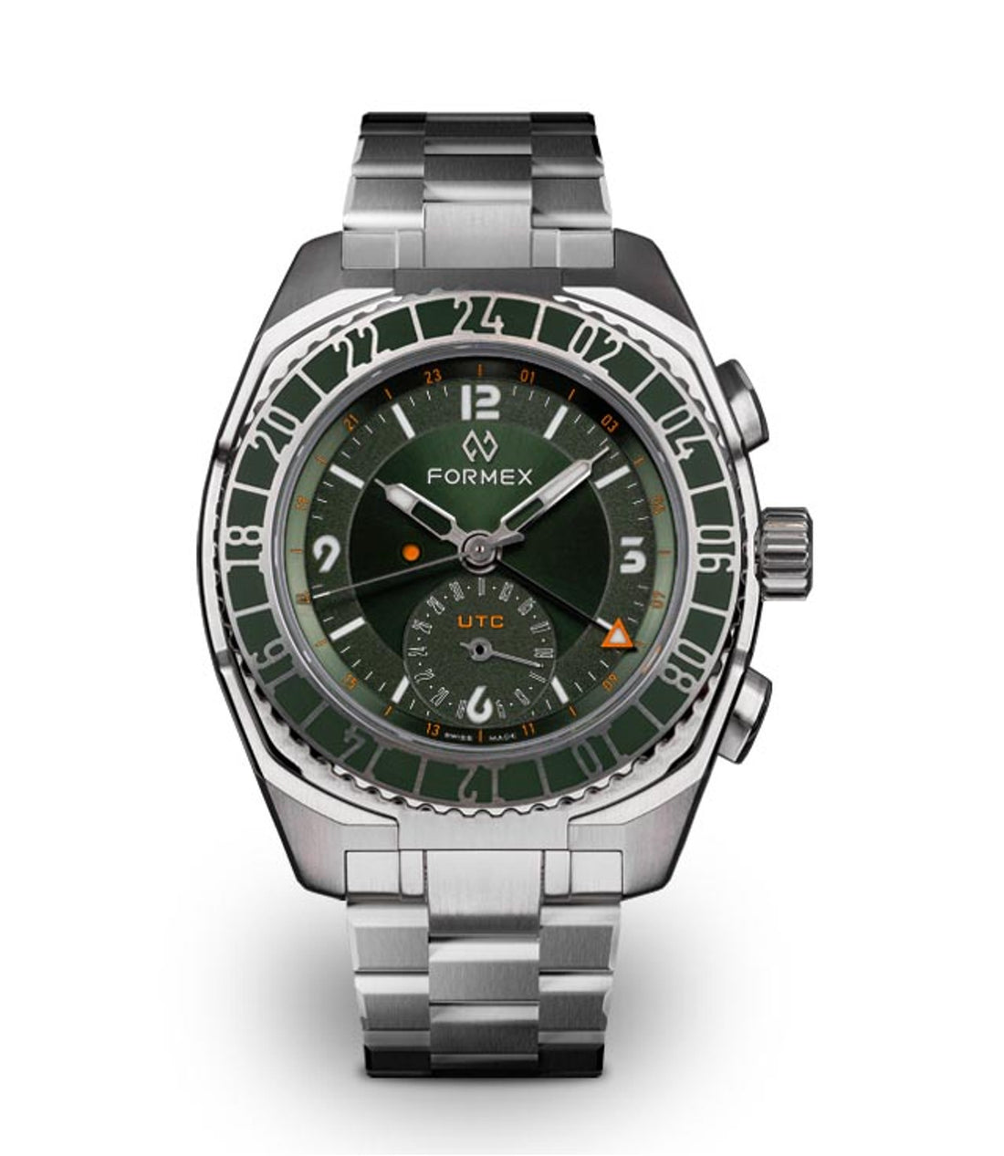 FORMEX 鋒美時 STRATOS UTC 41mm 自動機械錶 綠色不鏽鋼錶圈 綠面 不鏽鋼錶帶 台灣總代理公司貨