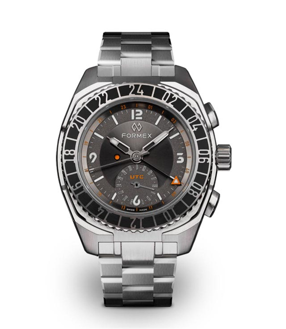 FORMEX 鋒美時 STRATOS UTC 41mm 自動機械錶 灰色不鏽鋼錶圈 灰面 不鏽鋼錶帶 台灣總代理公司貨