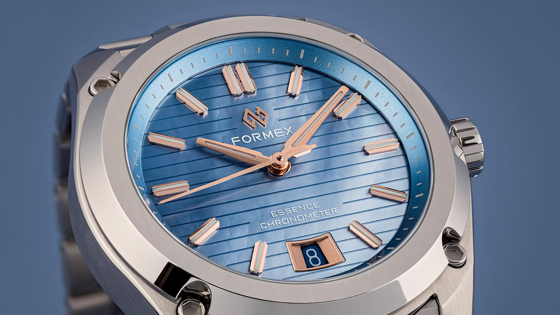 FORMEX 鋒美時 ESSENCE 39mm 自動機械錶 天空藍珍珠母貝面鋼鏈 台灣總代理公司貨