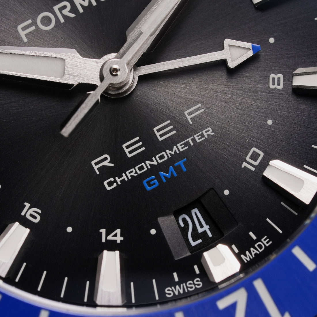 FORMEX 鋒美時 REEF GMT 42mm 自動機械錶 藍黑陶瓷圈 黑面藍字鋼鏈 台灣總代理公司貨