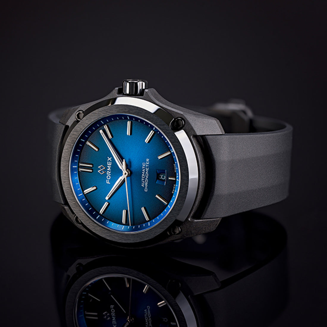 FORMEX 鋒美時 ESSENCE Leggera 41mm 自動機械錶 碳纖維複合材質 電光藍面藍色尼龍錶帶 台灣總代理公司貨