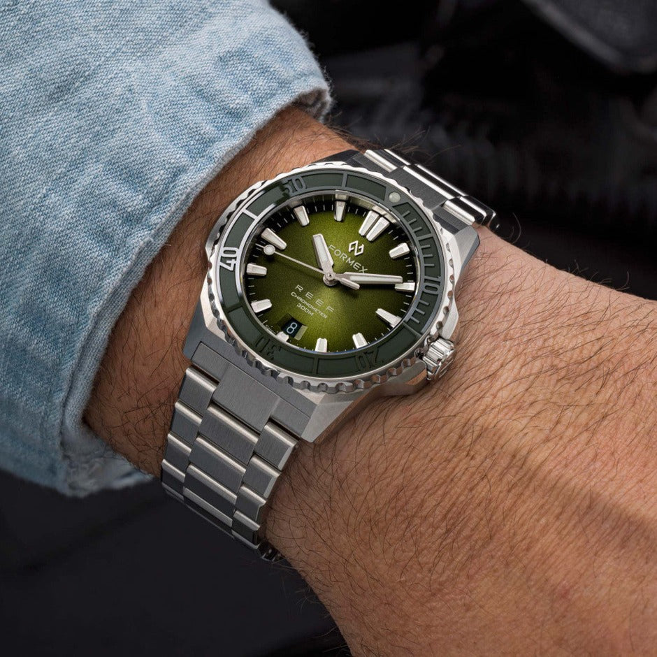 FORMEX 鋒美時 REEF 39.5mm 自動機械錶 綠色陶瓷圈 綠面 不鏽鋼錶帶 台灣總代理公司貨